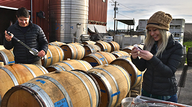 alex and brenna managing samples