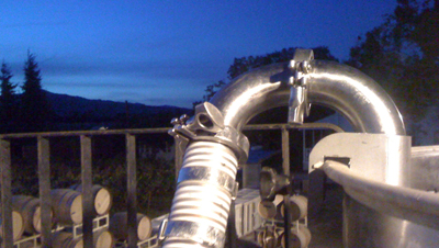 the horizon seen from the pump over platform,
          at midnight